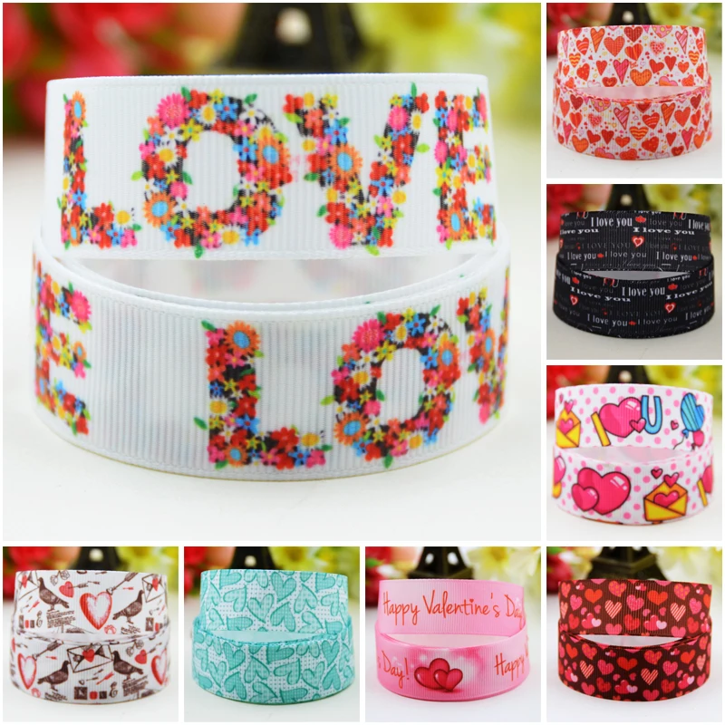 

22mm 25mm 38mm 75mm Ruban satin Valentine's Day Cartoon Character printed Grosgrain Ribbon party decoration 10 Yards Mul117