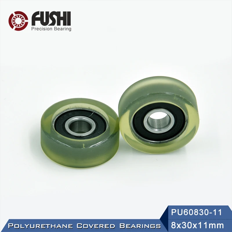 PU 608 Polyurethane Covered Bearing 8*30*11 mm ( 2 PCS ) Shaft 8mm PU60830-11 Urethane Cover PU608 Bearings