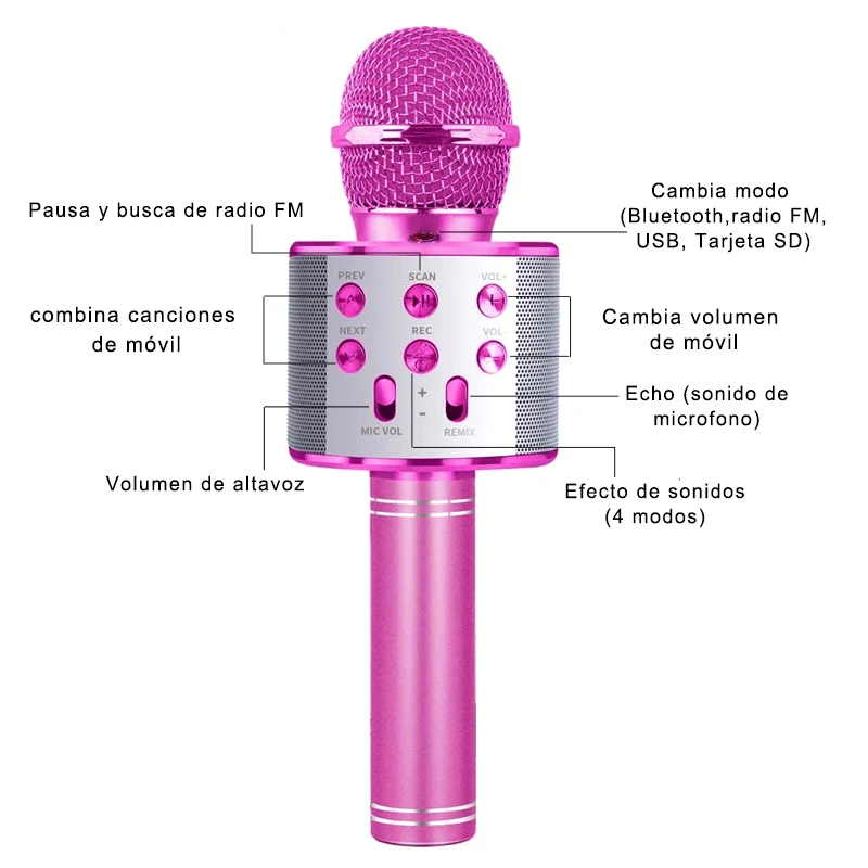 Handheld wireless microphone Bluetooth WS-858 for Karaoke USB player KTV Speaker record smart music