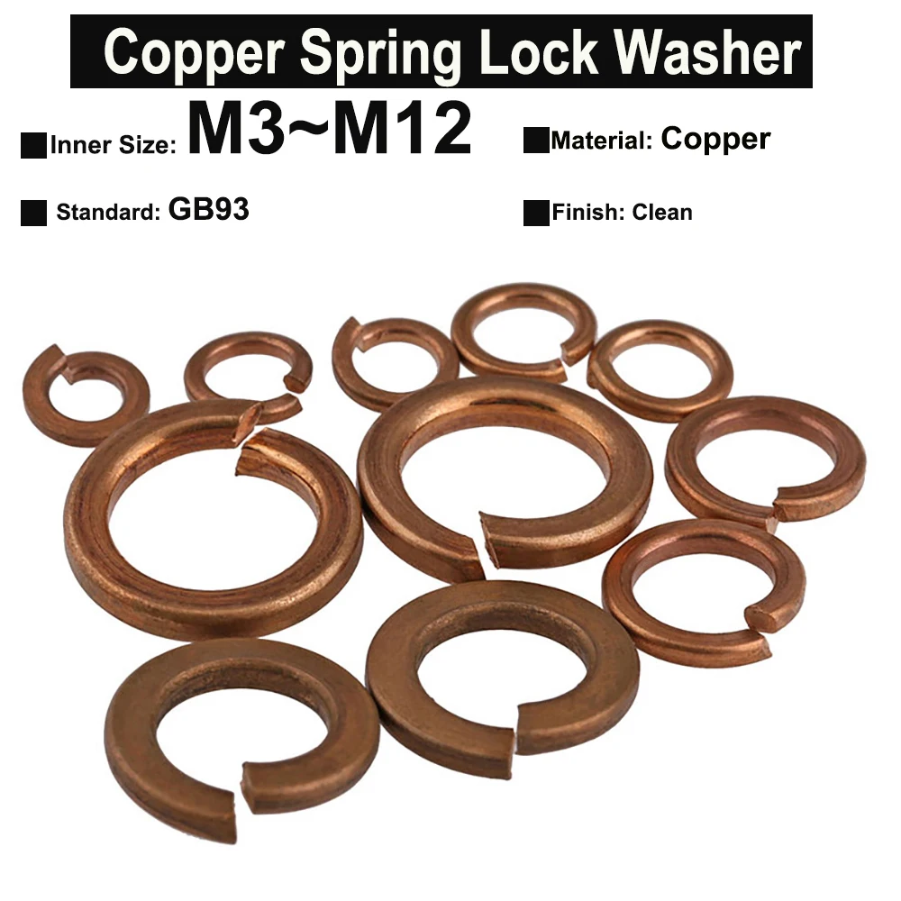 

5Pcs-100Pcs Copper Spring Washer M3 M4 M5 M6 M8 M10 M12 Bronze Spring Gaskets GB93 Elastic Spring Lock Washers