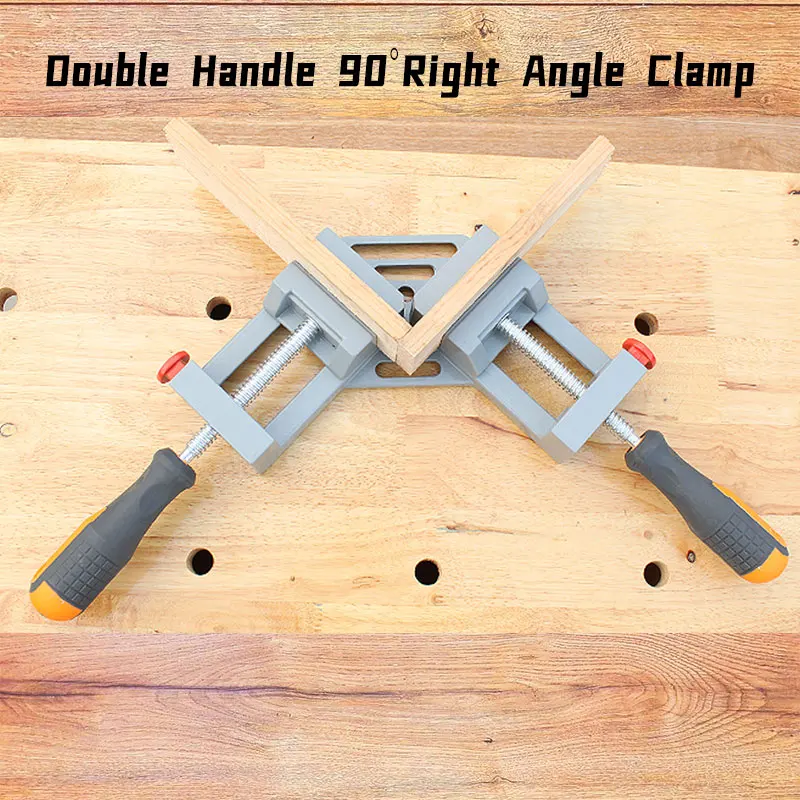 Double Handle 90°Right Angle Clamp For Woodworking Welding Framing Aluminum Joiner's Clamp To Vise Wood Right Angle Corner Clip