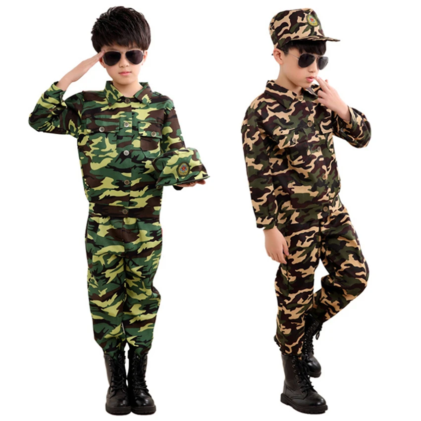 Special Forces Kids Clothing Army Military Scouting Uniform Se Camouflage Coat+Pants Training Performance Costumes 100-170CM