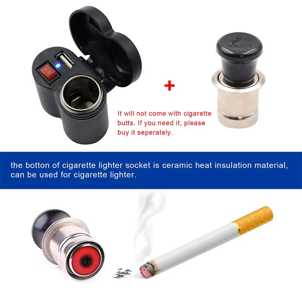 12V Car Motorcycle Bike Waterproof Cigarette Lighter Handlebar USB Power Charging Socket Power Supply Socket For Phone DC12-45V