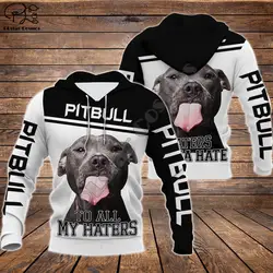 Sweat-shirt unisexe à manches longues pour hommes, pitbull to haters, imprimé chien en 3d, fermeture éclair, sweat-shirt, veste, pull, survêtement, G12