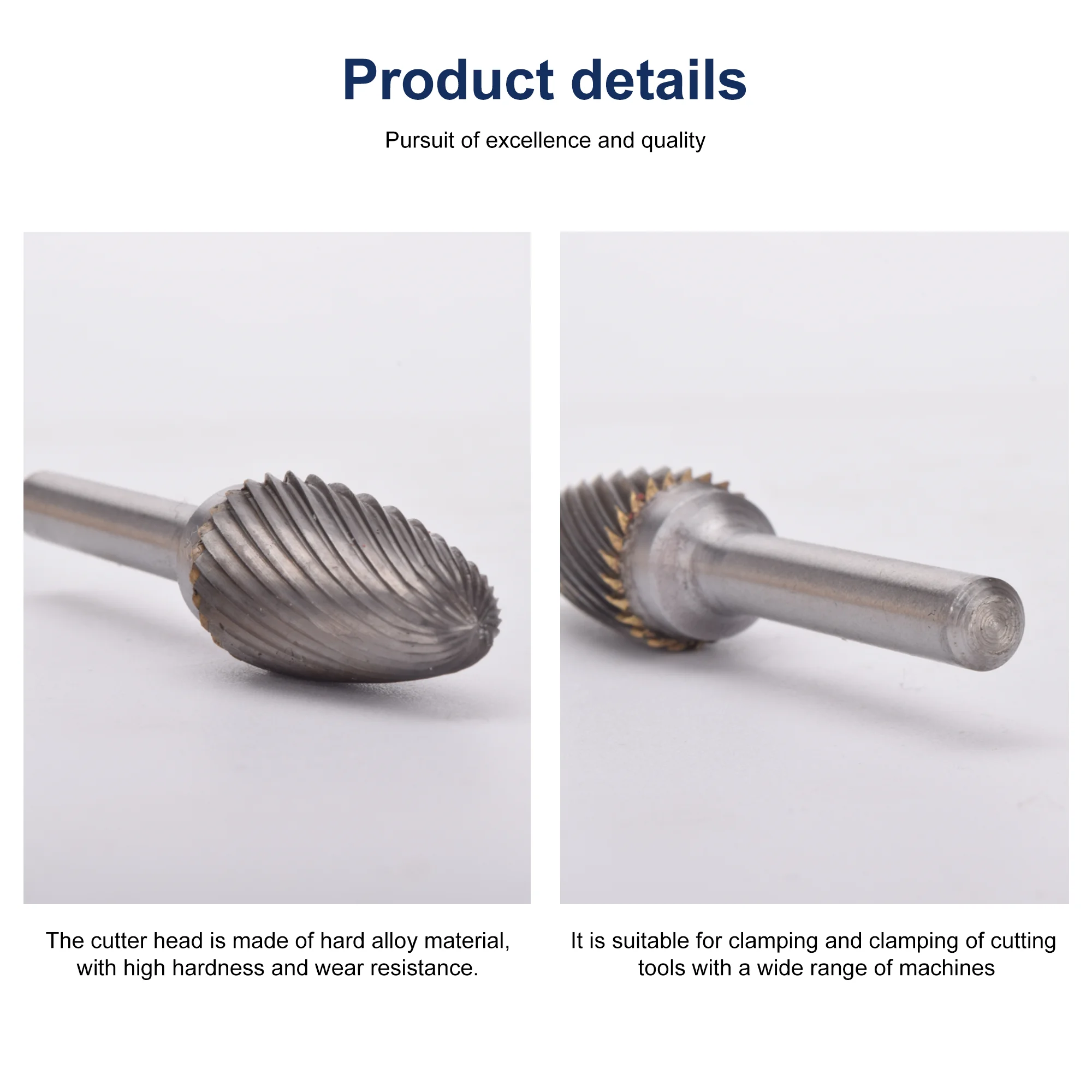 UCHEER 1pc 6mm F type Single/double cut Carbide burr Cutter Metal Grinding Carving Rotary File Cylindrical Router Bit