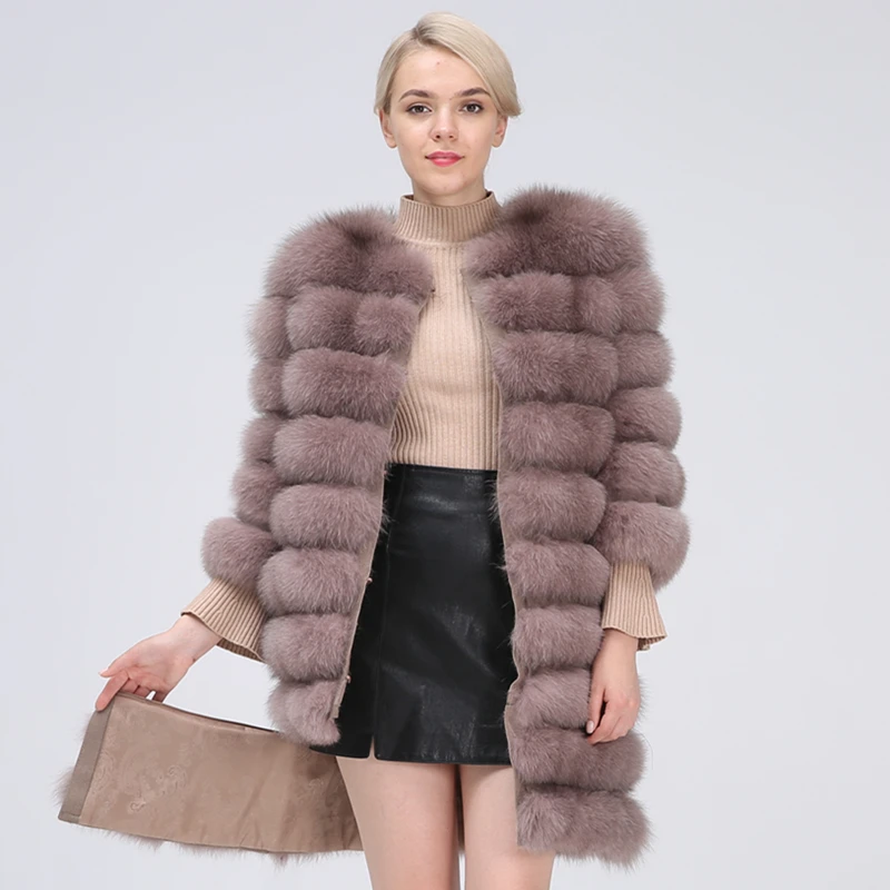 Natural Fur Coat Women Real Fur Coat Long Style Fox Fur Women's Fur Coats Natural Fur Winter Jacket Women Detachable New