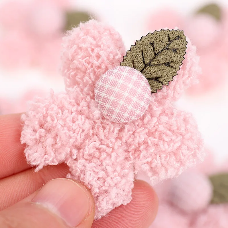 5pcs Plush Flowers Appliques for DIY Baby Hair Clip Accessories Headwear Ornament Crafts Decoration