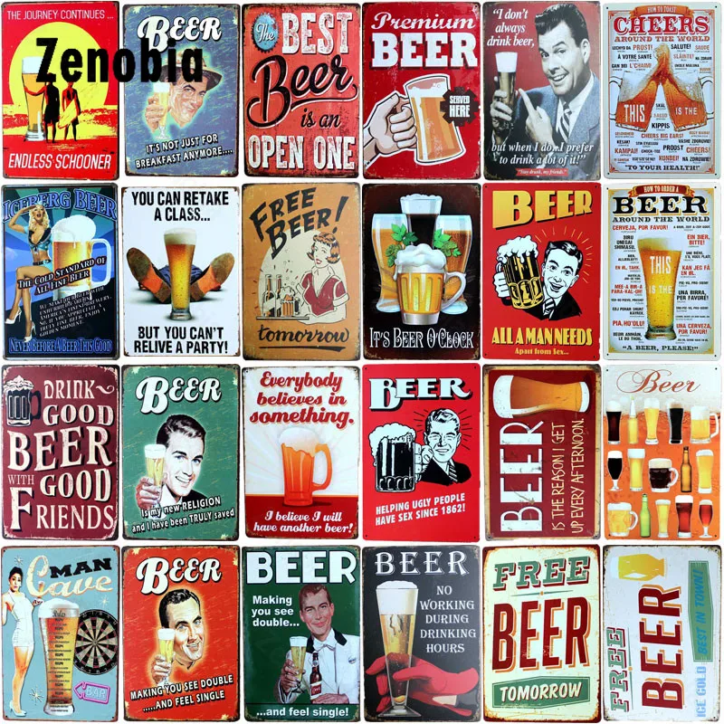 

Classic Beer Retro Metal Tin Sign Vintage Metal Poster Plaque Decorative Tin Plates for Bar Pub Club Man Cave Wall Decoration