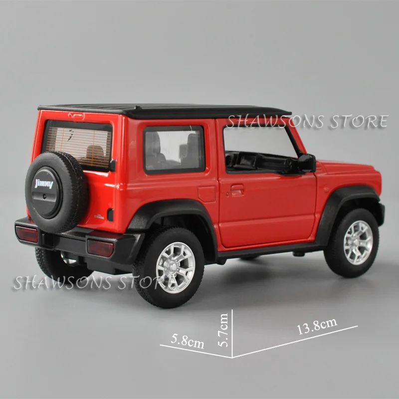 1:26 odlewany Metal Model samochody zabawkowe Suzuki Jimny miniaturowa replika SUV Pull Back z dźwiękiem i światła czerwona zieleń