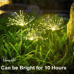 Fuegos artificiales solares insertados en tierra para exteriores, cadena de luz LED colorida para exteriores, luz intermitente impermeable, luces de jardín de césped ESTRELLADO