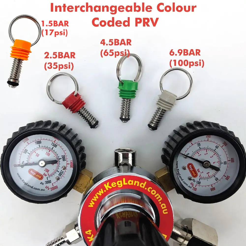 Kegland Cornelius Type Pressure Relief Valve (PRV) for Keg Lids or MK4 Regulator - YELLOW 17psi (1.5Bar)