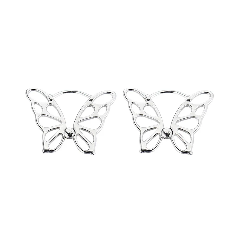 925 prata esterlina borboleta cuff hoop brincos para presente feminino menina