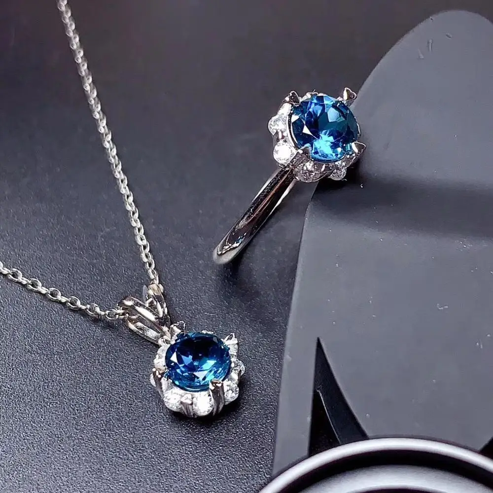 The Best Gift for Your loved wife Real Natural Topaz jewelry set Natural Real Topaz 925 sterling silver 1pc pendant,1pc ring