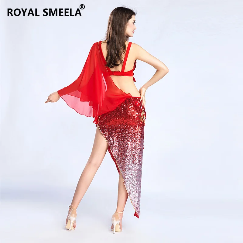 Women sequin costume oriental dance dress belly dance costumes belly dancing outfits sexy bra top skirt belly dance mermaid set