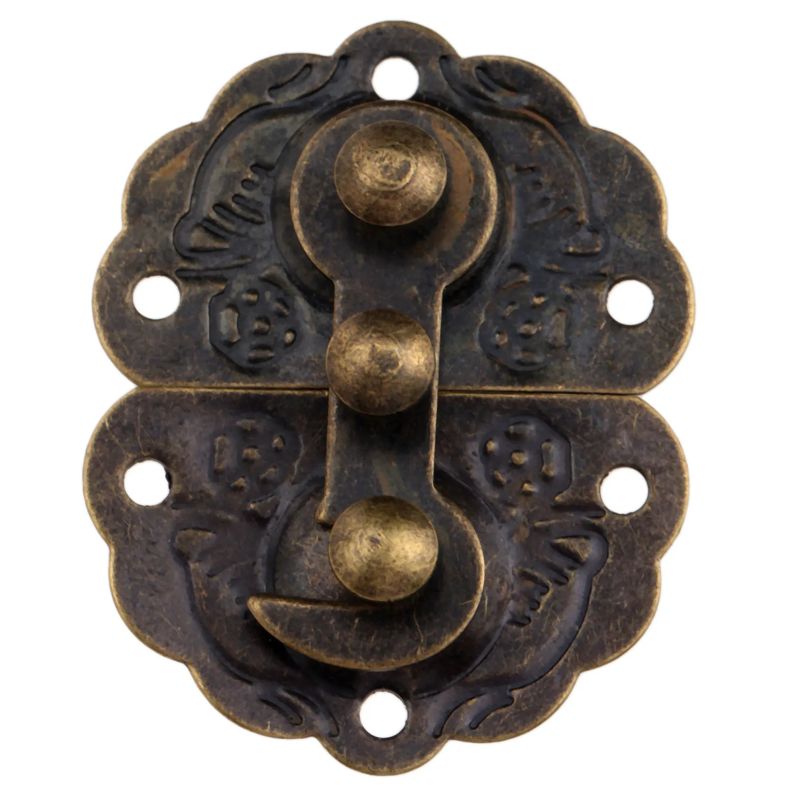 5pcs Latch Hasp Hook Clasp Lock 44x34mm screws Vintage Decorative Antique Bronze Metal Buckle Box Case Jewelry Toolbox Hardware