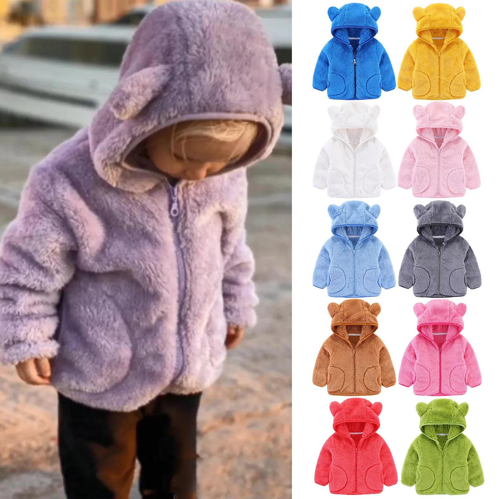 2023 Autumn White Children's Coats Soft Hooded Jackets For Toddler Boys Girls Faux Fur Outerwear Baby Girl Clothes Kids Clothing