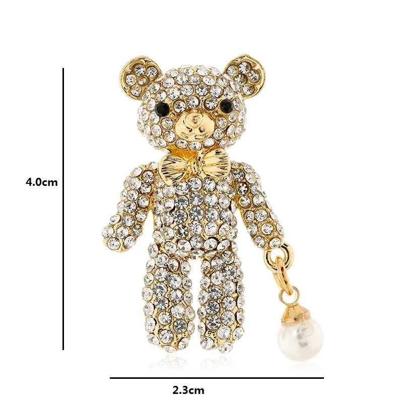 Wuli & Baby ประกาย Rhinestone หมีเข็มกลัดสําหรับผู้หญิงน่ารักคริสต์มาสสัตว์ PARTY Office เข็มกลัด Pins ของขวัญ