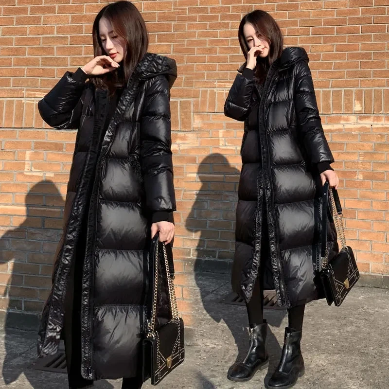 Women Basic Coats Hooded 4XL 20236 New Korean Padded Winter Jackets Women's Long Slimming Thick Warm Padded Jacket Femme Parkas