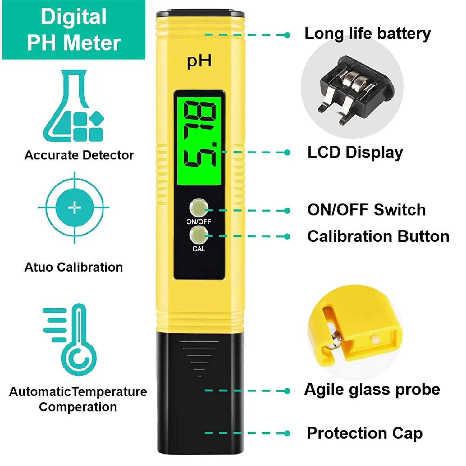 Digital PH EC TDS Meter Tester temperatura penna purezza dell'acqua filtro PPM idroponico per acquario Monitor acqua piscina con retroilluminazione