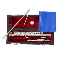 Piccolo Ottavino Half-size Flute Silver Plated C Key Cupronickel with Cleaning Cloth Screwdriver Padded Box