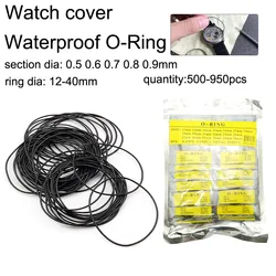 500-950PCS Watch Back Cover Waterproof Ring 0.5-0.9mm 12-40mm Case Sealing Ring Anti Dust O-Ring Watch Repair Tool Accessories