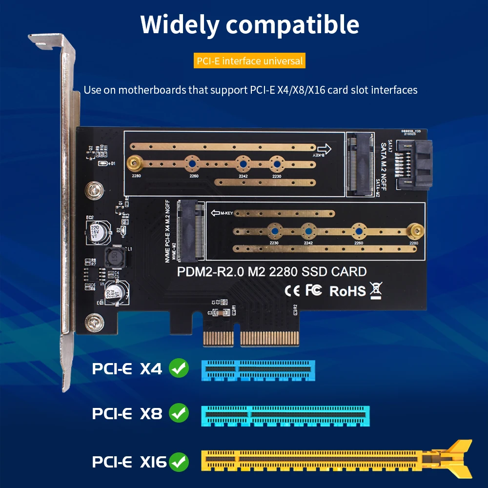 Pojedynczy/podwójny Port M.2 NVME NGFF do Pcie 4x płytka przyłączeniowa B/M obsługa interfejsu klawisza PCI Express 3.0 2230 2242 2260 2280 M.2 SSD