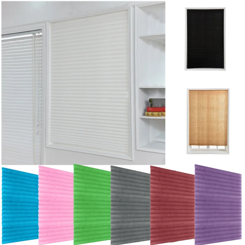 Self-Adhesive Pleated Blinds Blinds Curtains Living Room Half Blackout Window Curtains For Bathroom Balcony Shades