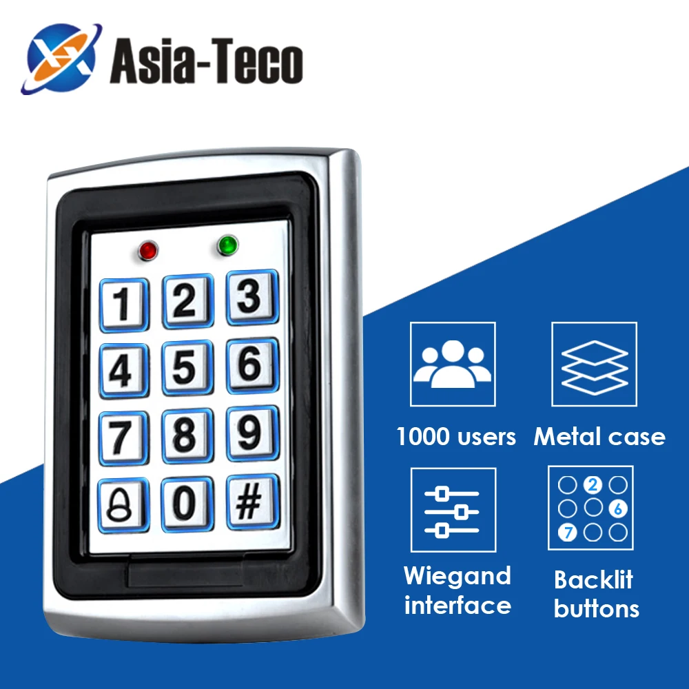 1000user RFID Metal Keypad with Cover Access Control suit applicable Most Door 125kHz Card Reader Keyboard Access Control System