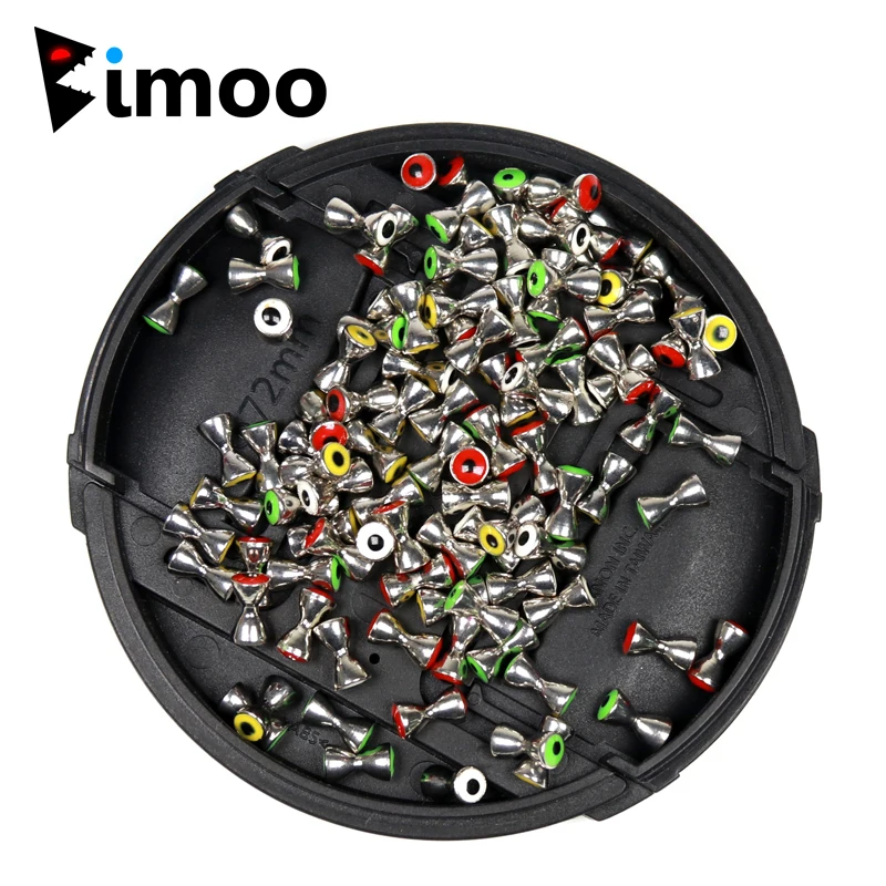 Bimoo 12PCS 0.22g 0.4g 0.7g Weighted Fly Tying Brass Dumbbell Eyes Crazy Charlie Fly Tying Material Saltwater Fishing Lures Bait