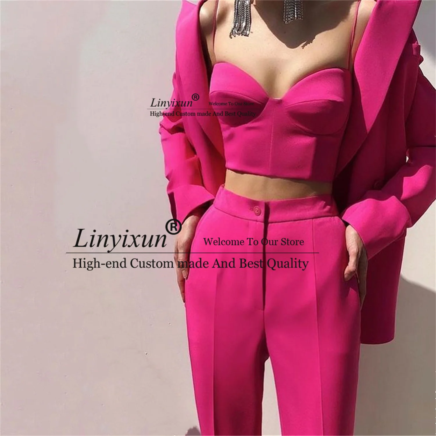 Casual Women Suits Female Pant Suits Office Lady Formal Business Set Uniform Work Wear Blazers Camis Tops and Pant 3 Pieces Set