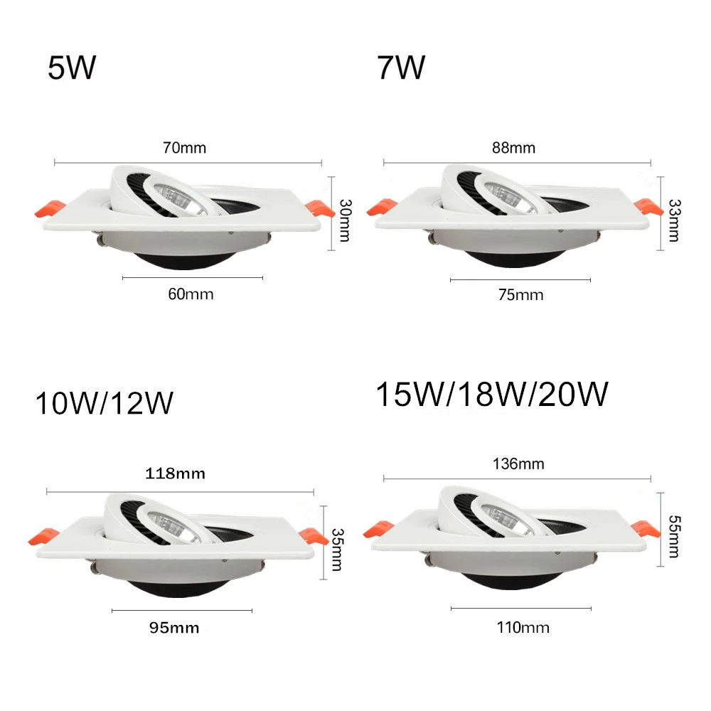 Led Recessed Downlight 360 Adjustable Ceiling Spot Light 12W/18W Down Lights Led Ceiling Lamp LED Spot Lighting Fixture for Home