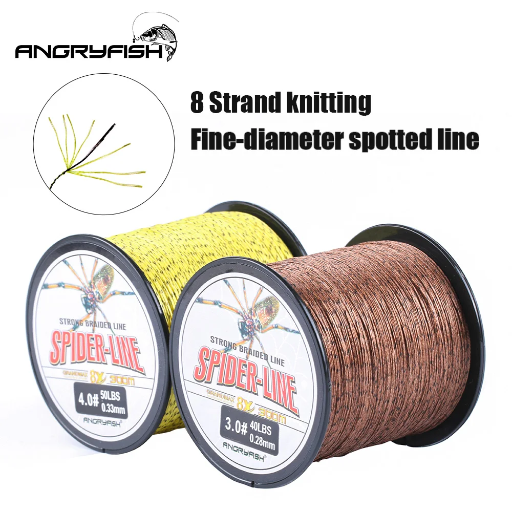 Angryfish 8 Strands 300m PE Braided Fishing Line Camouflag Yellow and Brown 18LB-70LB