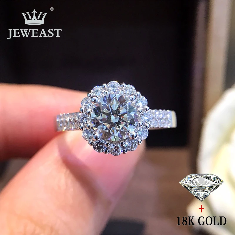 Natural Diamond 18K Gold Pure Gold Ring Beautiful Gemstone Ring Good Upscale Trendy Classic Party Fine Jewelry Hot Sell New 2023