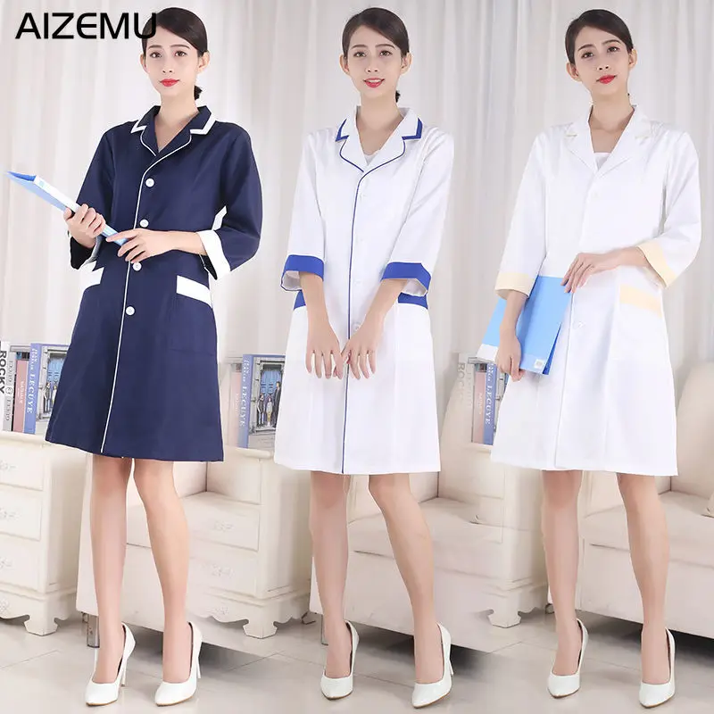 Unisex White Lab coats Beauty salon workwear Pet grooming Long sleeved Lab coats Famale spa uniform health service work Clothing