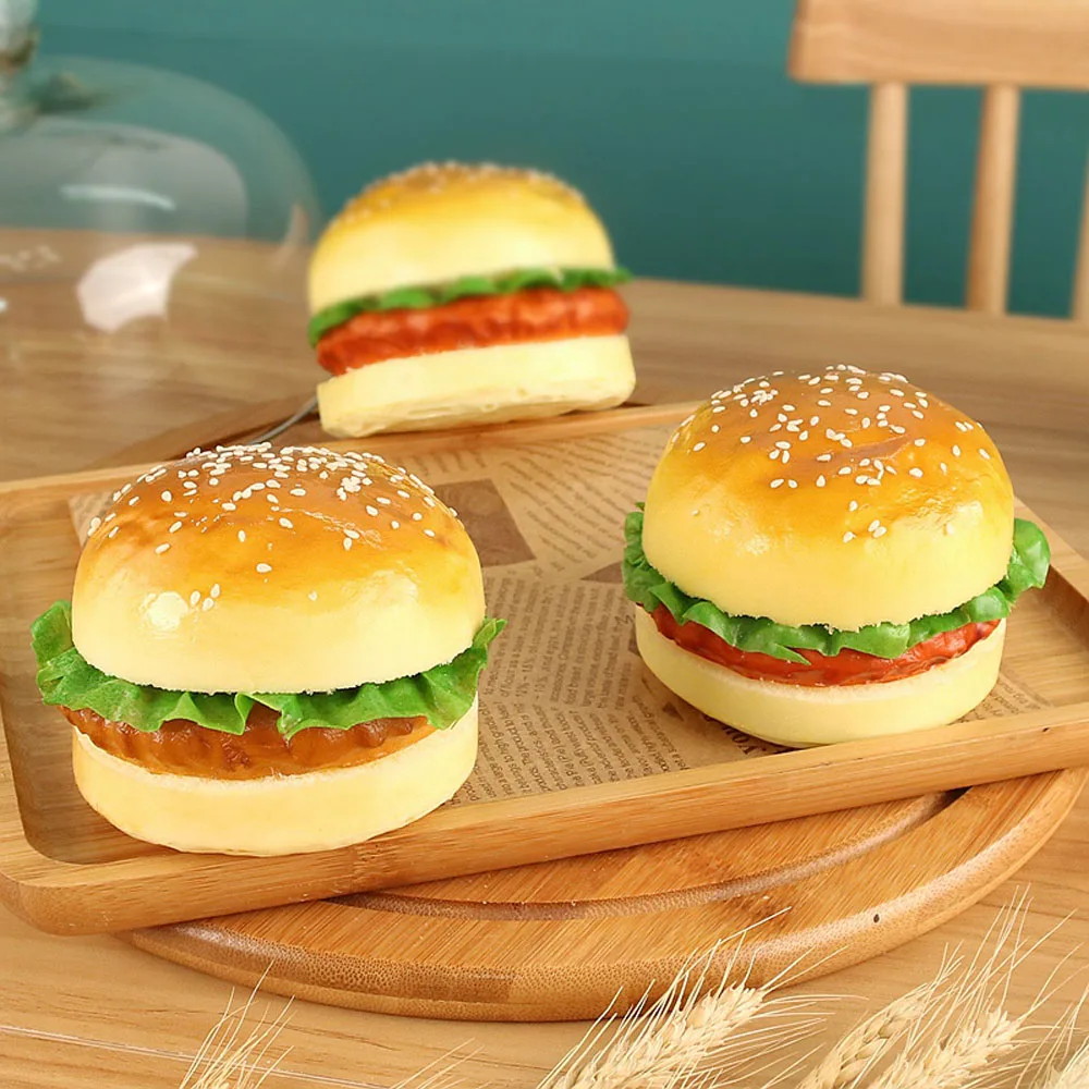 1pcs High imitation artificial hamburger model&artificial plastic fake simulated hamburger with sesame