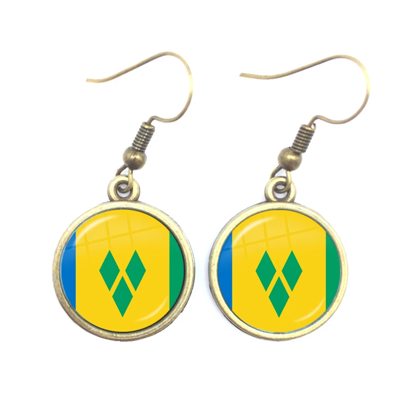 The Commonwealth of Dominica,Saint Lucia,Saint Vincent and the Grenadines,Barbados,Grenada,Ecuador National Flag Drop Earrings