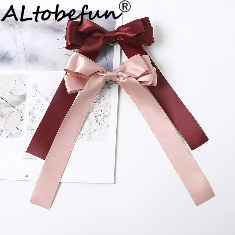 ALTOBEFUN Hair Bow Ties Hair Clips Satin Butterfly Women Hairpin Girl Hair Accessories For Ladies Bowknot Female AFC132