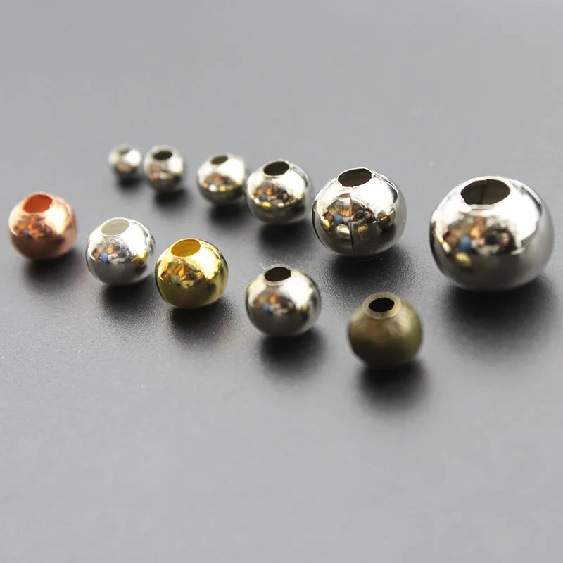 100pcs 2 3 4 5 6 8 10mm Gold Metal Iron Round Spacer Beads Crimp End Beads for Jewelry Making Loose Beads DIY Bracelet Findings