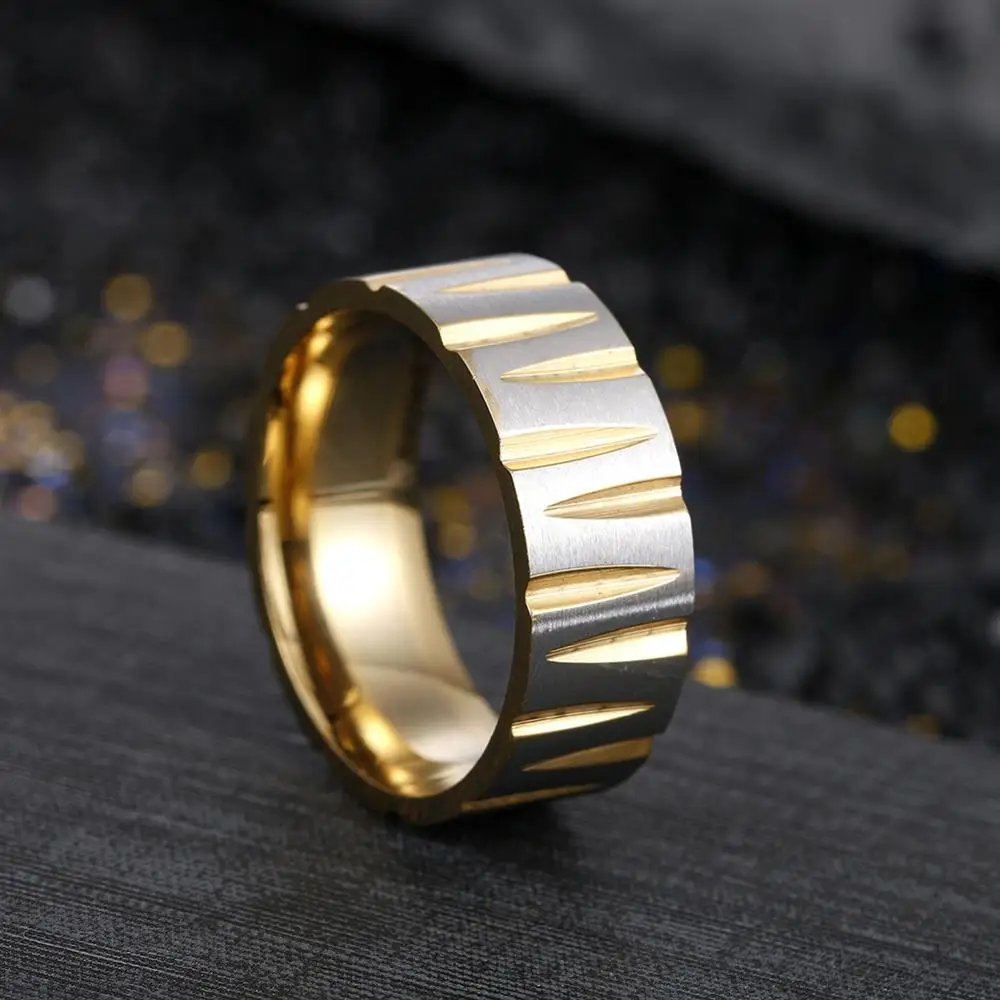 Rainbow Color V Shape Groove Titanium Steel Wedding Rings For Men Anillo Masculino Gifts Accessories