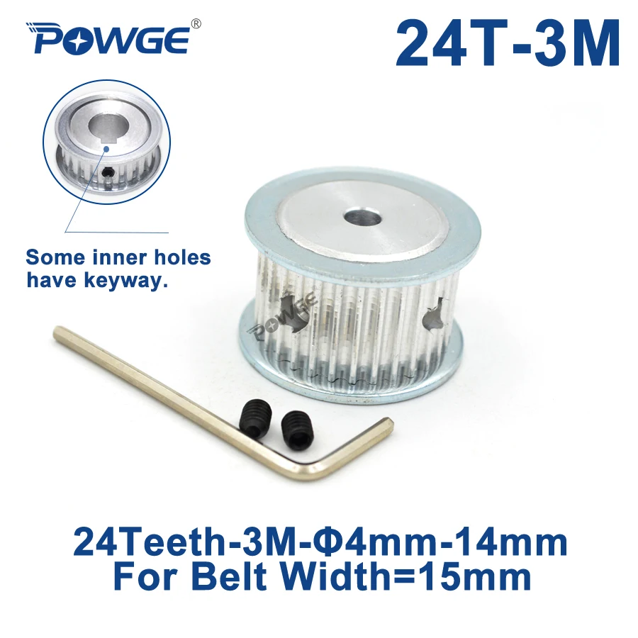 

POWGE Arc HTD 3M Timing Pulley 24 Teeth Bore 4/5/6/6.35/8/10/12mm for Width 15mm 3M Synchronous Belts HTD3M pulley 24T 24Teeth