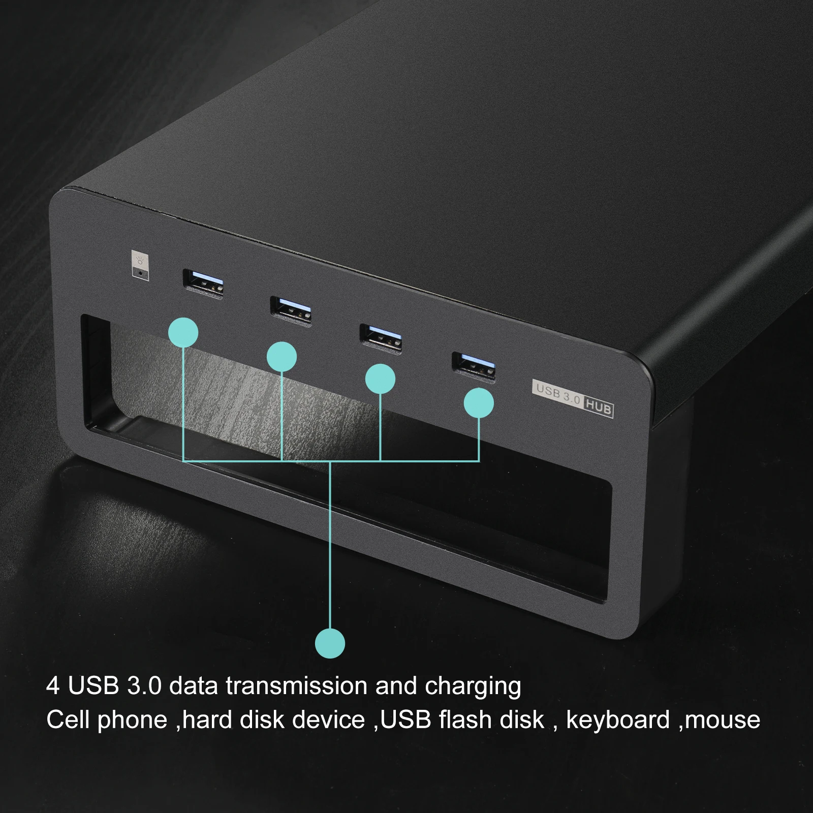 USB 3.0 In Alluminio Supporto Del Monitor In Metallo Riser Supporto di Trasferimento Dati e la Ricarica, Tastiera e Mouse di Immagazzinaggio Desk Organizer
