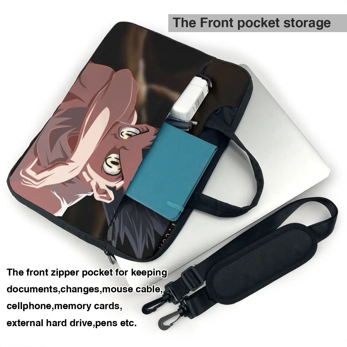 Imagem -02 - Anime Hunter x Hunter Laptop Bolsa Case Protetora Vintage Computer Bolsa Bicicleta Crossbody Laptop Pouch