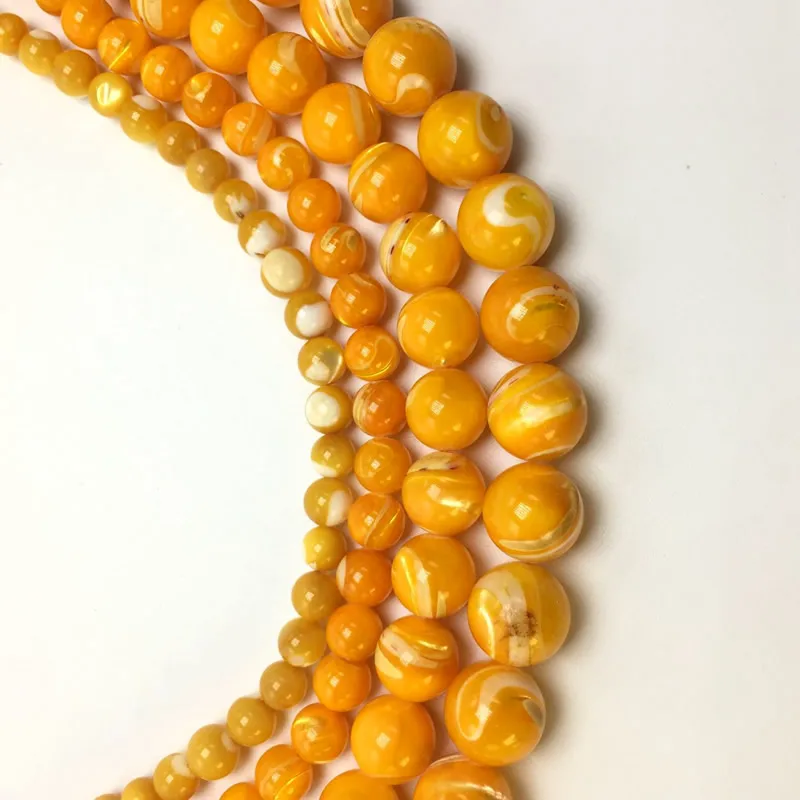 Natural Yellow Trochus Shell Beads Sea Shell Round Bead DIY Charm Beads For Women Jewelry Making 2/4/5/6/8/10/12/14mm Wholesale