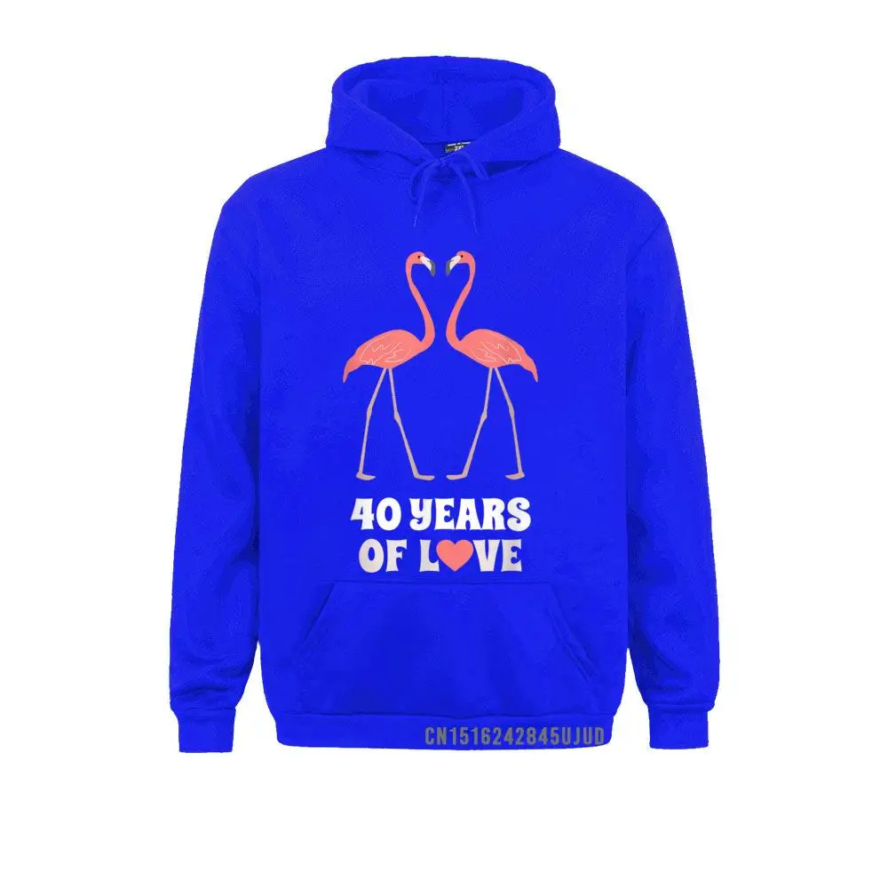 Fortieth Anniversary Flamingos Couple 40 Years Gift Pullover Street Hoodies Fashion Boy Sweatshirts Youthful Fall Hoods