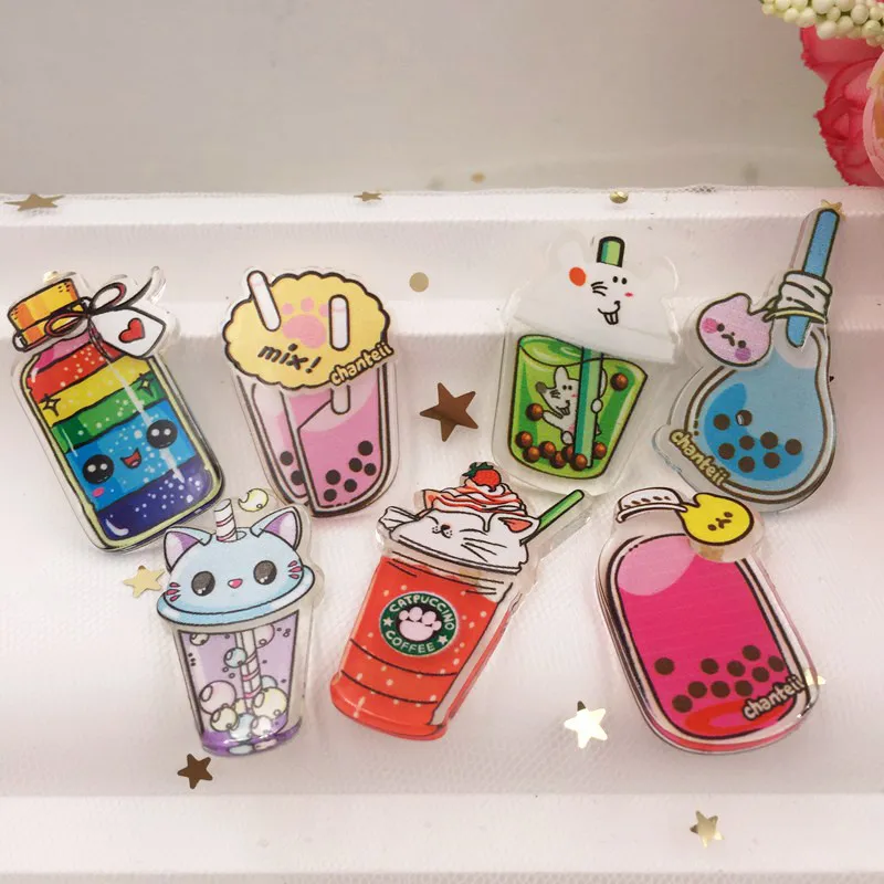 New Kawaii Colorful Soda Bottle Flat back Acrylic Sheet  Miniature Pattern Applique DIY Home Decor Scrapbook Craft OG37