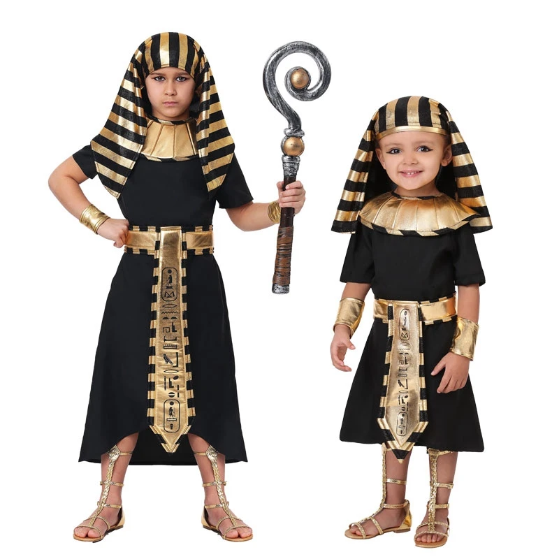 New Halloween Costume Ethnic Tutankhamun Mongolian Pharaoh cosplay Costume Men Children Party costume