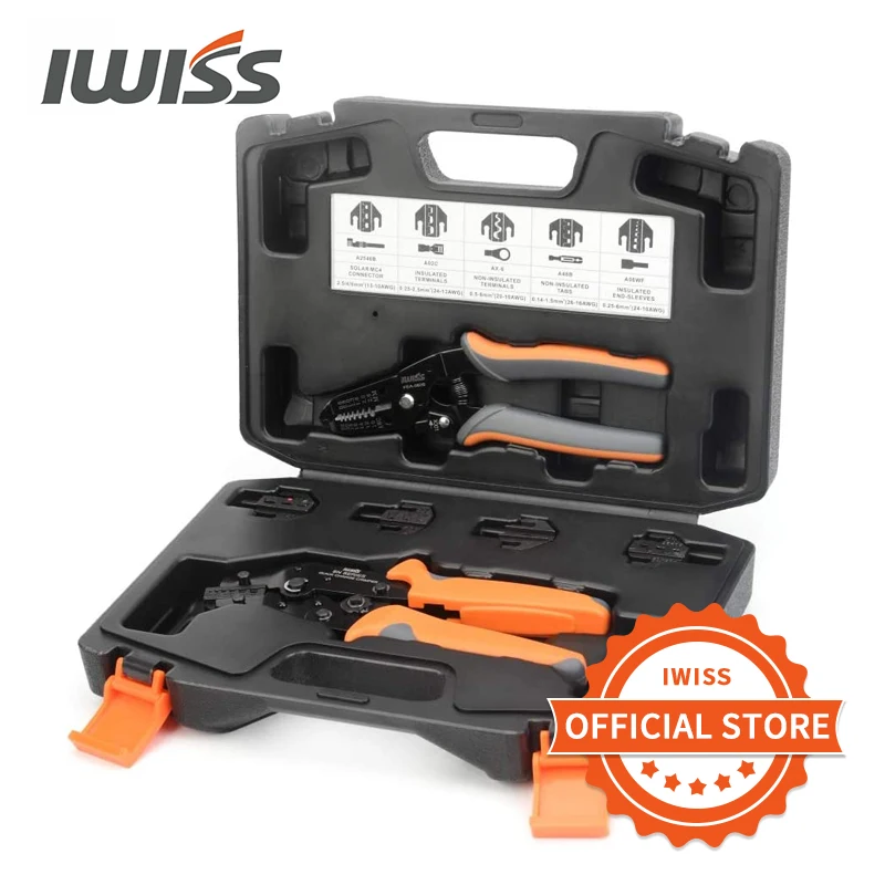 IWISS SN Series Quick Changing Wire Crimper Tool Set Connectors Crimping Plier Kit with 5 Changing Dies(2546B/48B/02C/06WF/6)