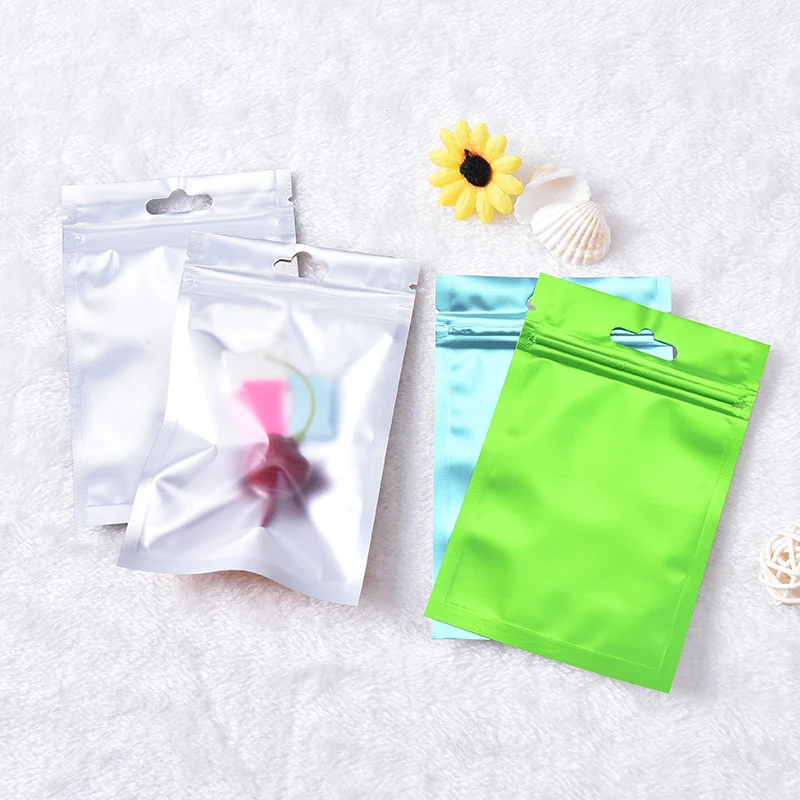 Portable Zip Lock Aluminum Foil Food Packaging Bag Flat Bottom Metallic Mylar Ziplock Package Bags 8*13cm