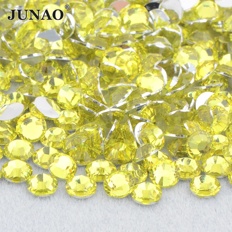 JUNAO 4 5 6mm Jelly Lt Pink AB Crystal Rhinestone Applique Flat Back Crystal Stone Round Resin Strass Diamond Nail Art Crafts