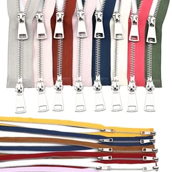 30/40/50/60/70/80cm 5# Mix-Color High Quality Open-end Double Sliders Silver Metal Zipper For DIY Handcraft Garment Cloth Shoes